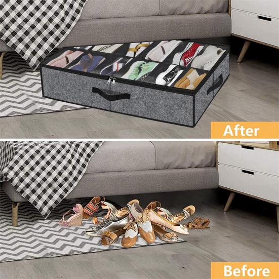 Ящик для хранения обуви, компактный пылезащитный прозрачный чехол под кроватью, органайзер для хранения обуви для дома, спальни