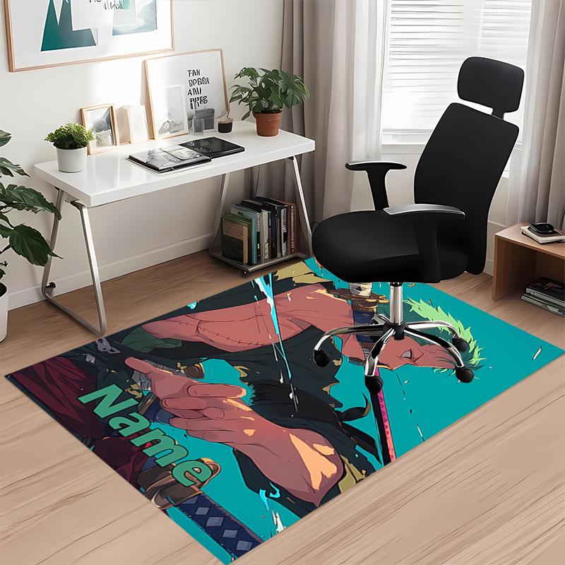 Custom Name Roronoa Zoro Printed Carpet, for Office Chair Living Room Bedroom Kitchen Room Decor Gifts.