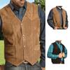 Men Vest Coat V-Neck Sleeveless Single Breasted Solid Color Waistcoat with Pockets Slim Fit Cargo Vest Daily Wear