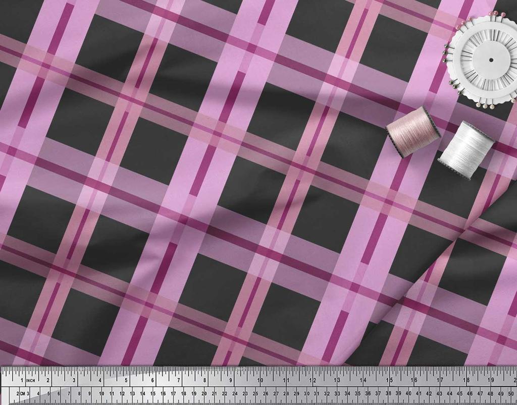 Soimoi Ткань японский креп-сатин в клетку с принтом в клетку швейная ткань метр 42 дюйма