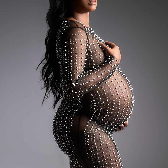 Весна и лето, европейская и американская мода, женское сексуальное сетчатое платье с длинными рукавами, расшитое бисером и бриллиантами, длинная юбка на бедрах с запахом
