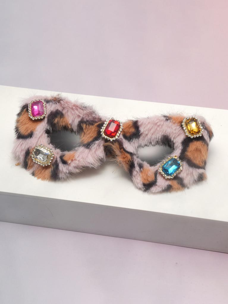 Plush Cat Eye Sunglasses Colorful Furry Frame Gem Accents Cute Shades for Girls Ideal for Photoshoots&Dress Up KJ157