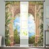 Arch Flowers Sea Printed Curtains Drape Sheer Tulle Home Decoration Living Room Bedroom Cortinas Chiffon Window Curtains