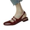 Women Sandals Summer Shoes Woman Flats Double Buckle Mary Janes Shoes Patent Leather Dress Shoes Back Strap  Mujer
