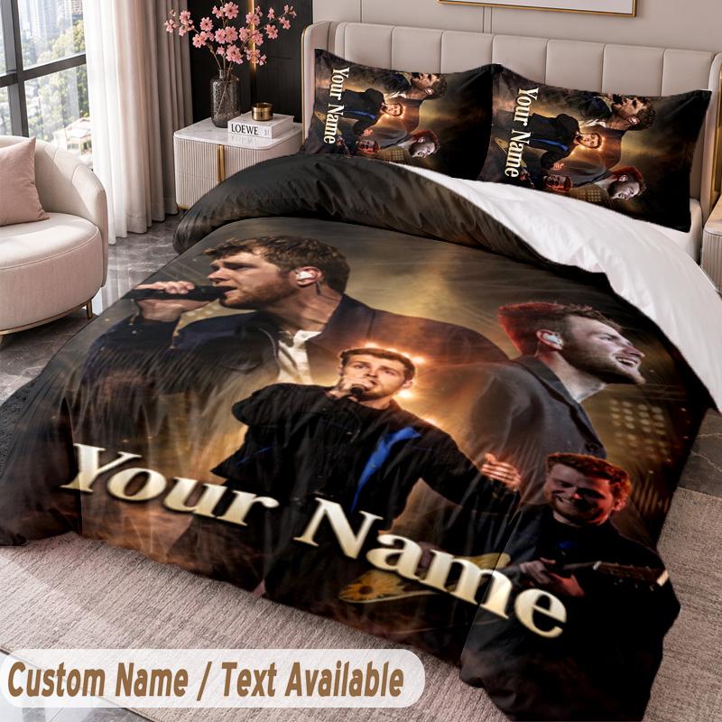Custom Name Text 3Pcs Bedding Set Alex Warren Duvet Cover And Two Pillowcases