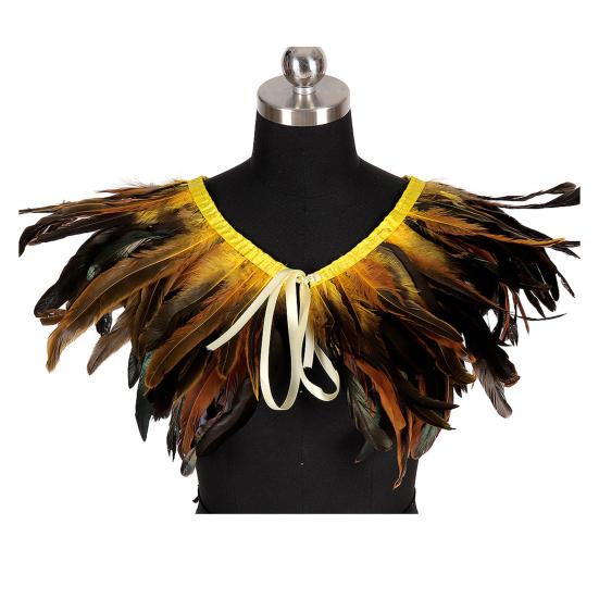 Перьевая шаль Яркий цвет Хэллоуин Вечеринки Плащ Носить как юбку или шаль Шаль в готическом стиле с лентой на шнуровке Аксессуар для костюма