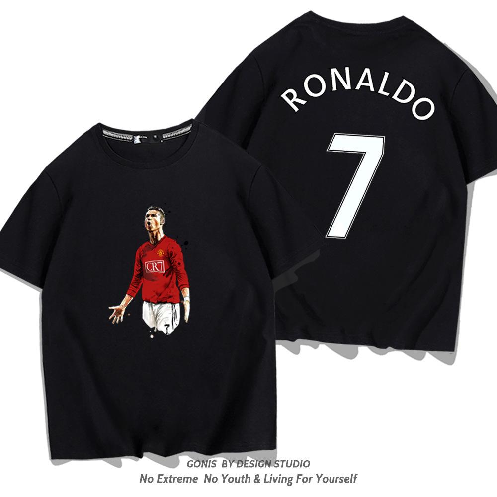 C Ronaldo summer short-sleeved men's and women's jerseys short-sleeved T-shirts pure cotton round neck basketball sports casual clothes