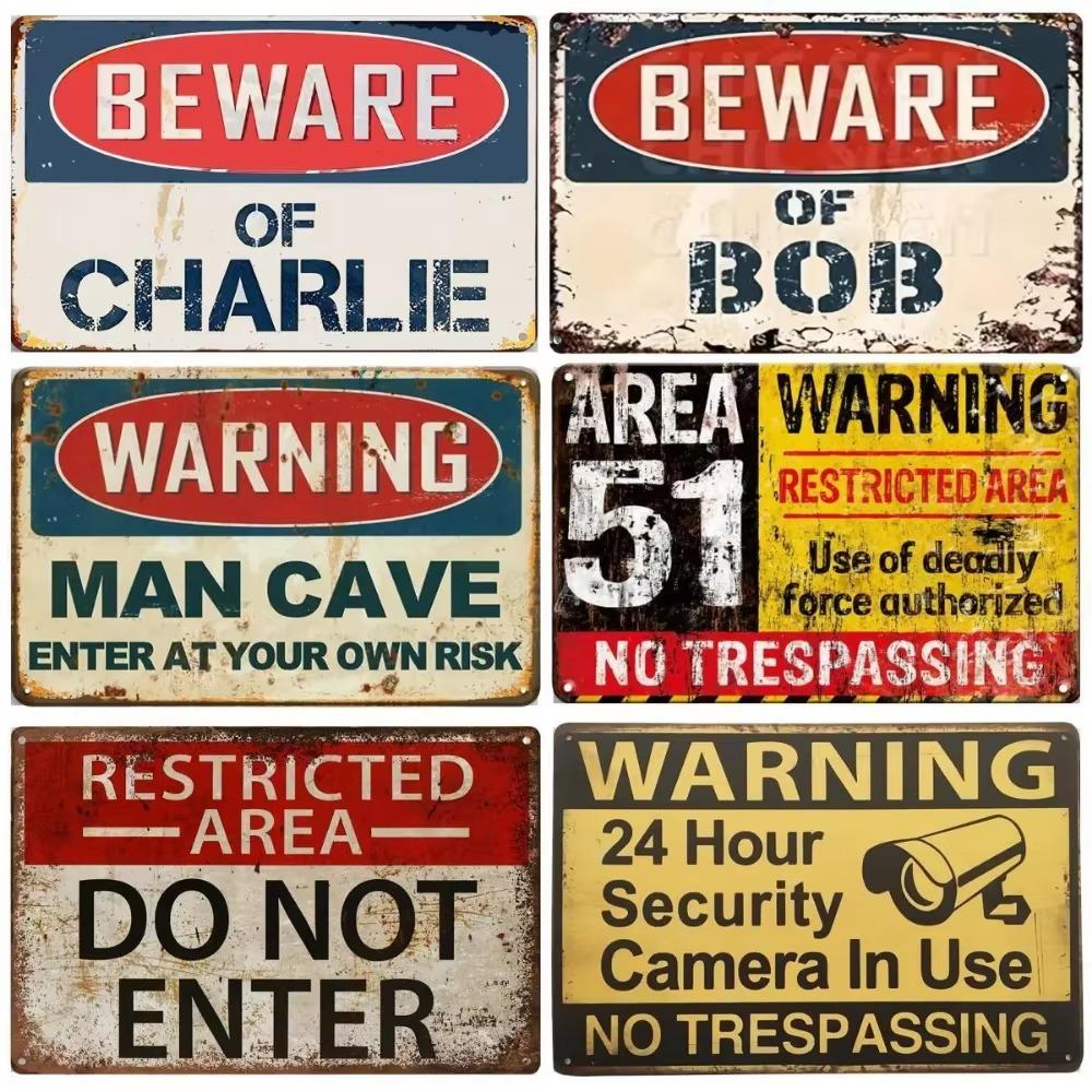 Exclusive Vintage 3D “Beware” Metal Sign - Premium Quality Metal with Eye - Catching 3D Design, Ideal Wall