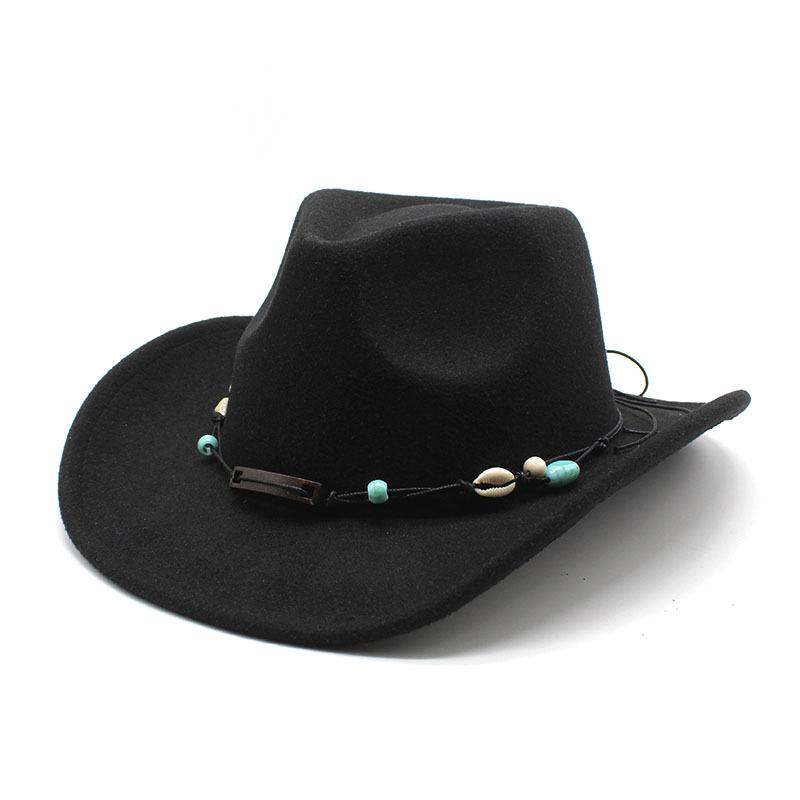 Western Cowboy Top Hat Rolled Brim Retro Riding Hat Men'S And Women'S Woolen Felt Hat Jazz Hat Sun Hat
