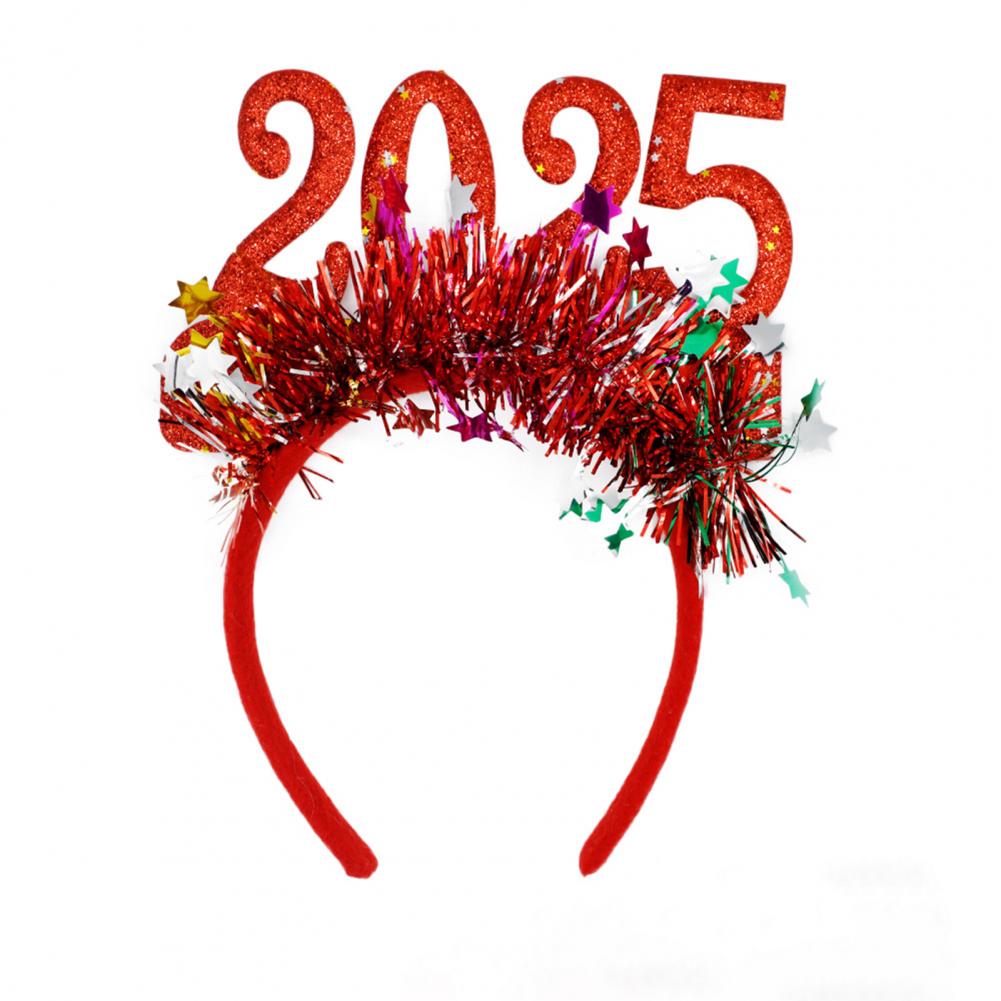 Обруч для волос с блестками для косплея 2025, декор в виде цифр, новогодняя повязка на голову, высокоэластичная дизайнерская повязка для волос, украшение для рождественской вечеринки