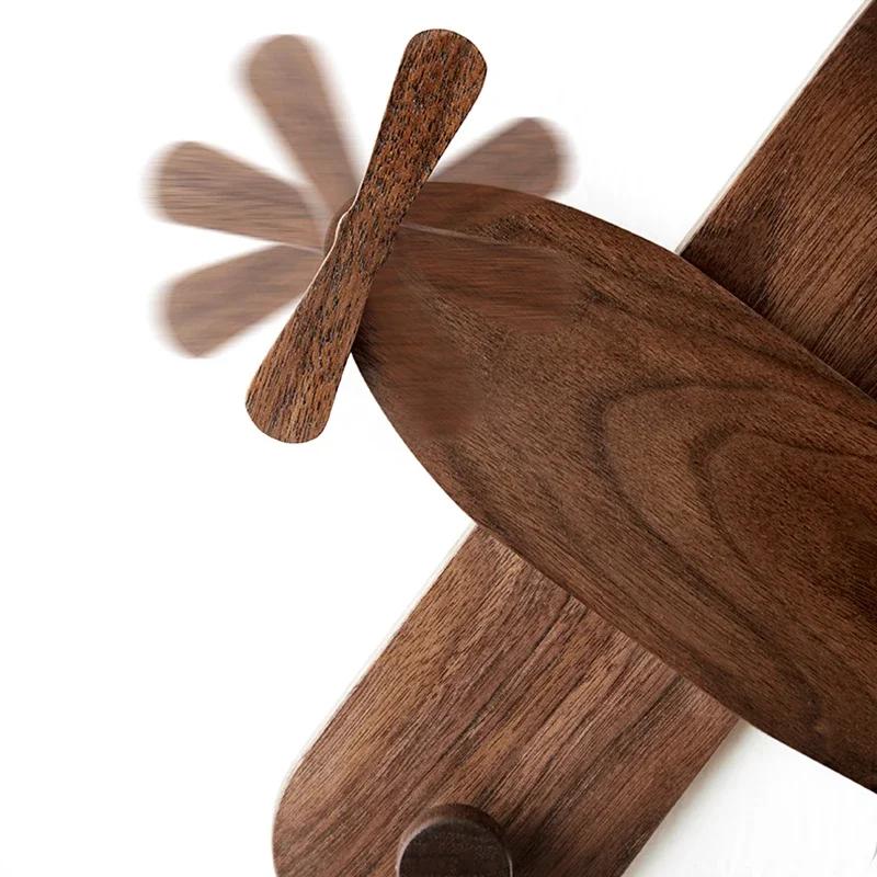 Aircraft Design Coat Racks Aesthetic Walnut Wood Clothing Organizer Hanging Hooks Wall Cheap Mounted Entrance Modular Hall Clothes Storage Hangers