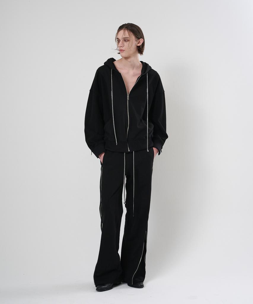 Nuyh Newyork [Pret A Porter] Chained Detail Inside Out Geometry Zip-Up