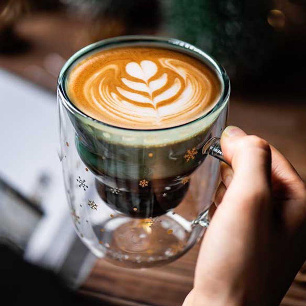 Tree Christmas Ornaments Starry Sky Double Layered Milk Cup Glass Mug Glass Cup Christmas Gifts