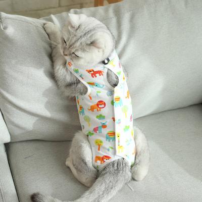 Костюм для отлучения котят Мультяшный узор Защита от вылизывания Мягкий для кожи Кошки для послеоперационного восстановления Питомцы Товары для домашних животных