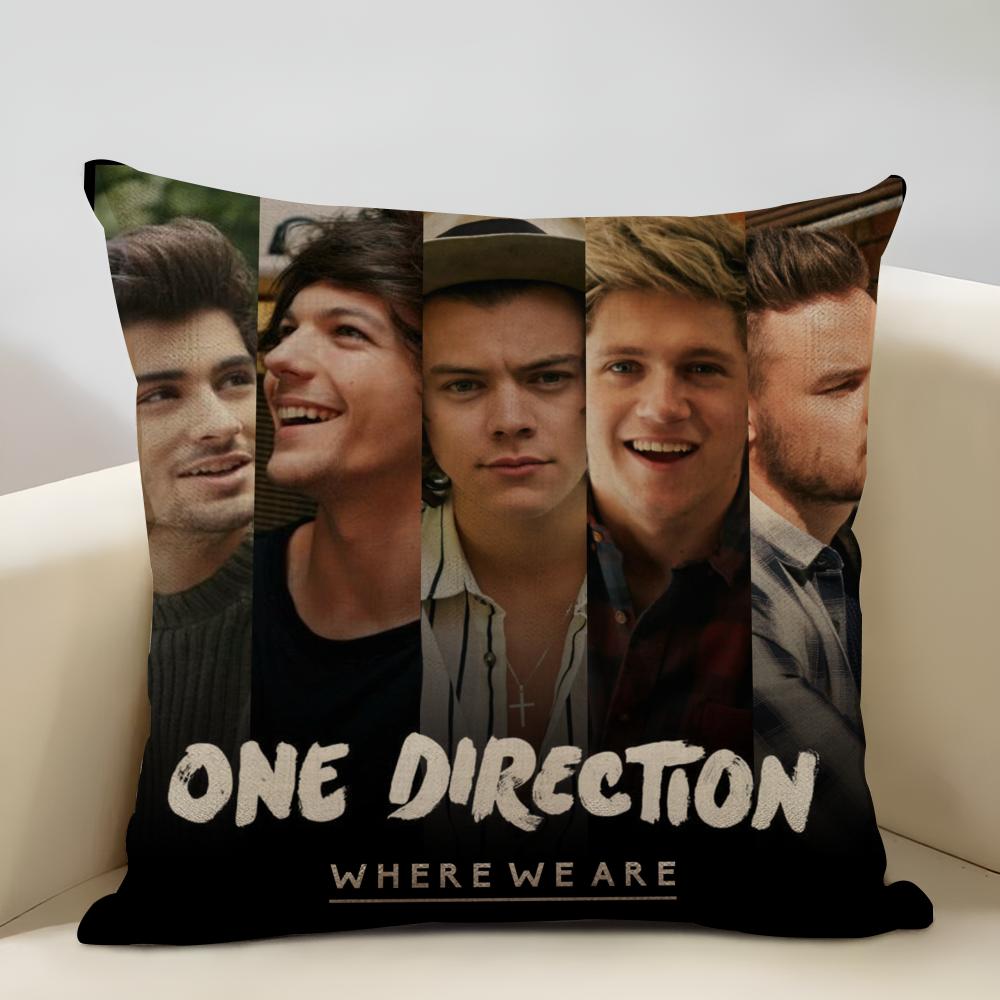 One D-D-Direction Album Cushion Household Decoration Linen Sofa Cushion Cover: Skin-Friendly & Breathable with Invisible Zipper