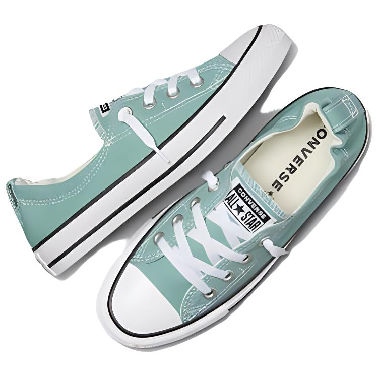 Converse Chuck Taylor All Star удобные, прочные, легкие, низкие парусиновые кеды для женщин в зеленом и белом цвете