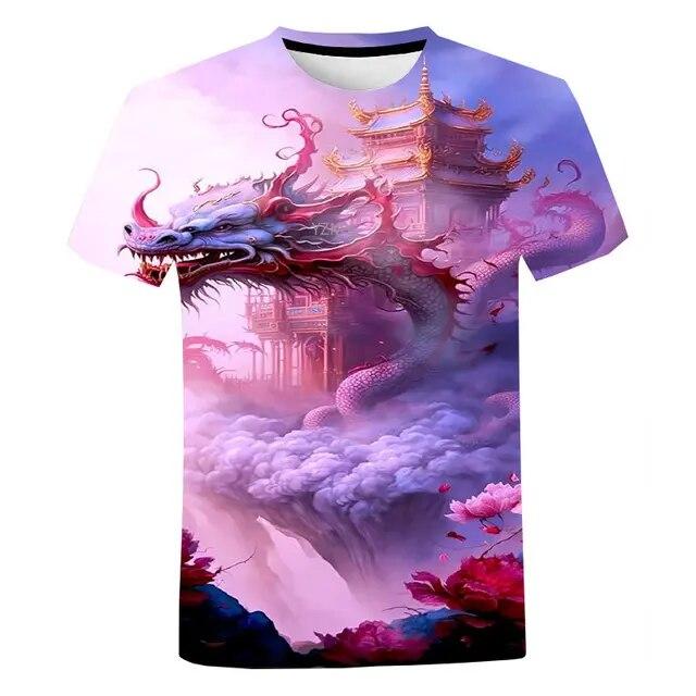 Летняя модная футболка с 3d принтом дракона для женщин и мужчин, повседневная верхняя одежда с короткими рукавами и оверсайзом