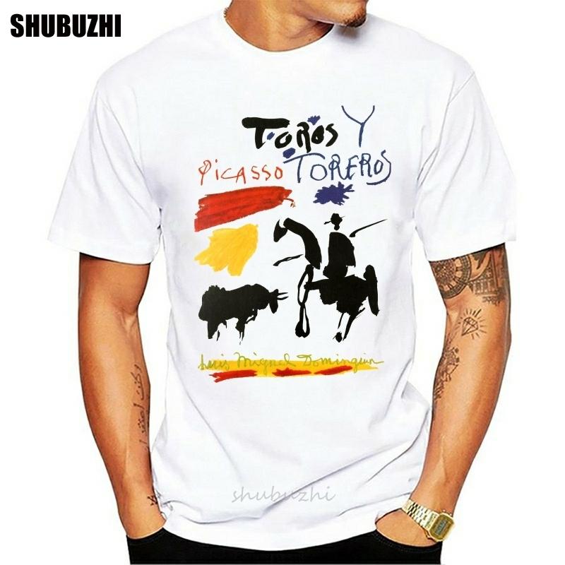Мужская футболка Toros Y Toreros Быки и матадоры Художественное произведение Пабло Пикассо Футболка Обложка книги Классическая футболка дропшиппинг