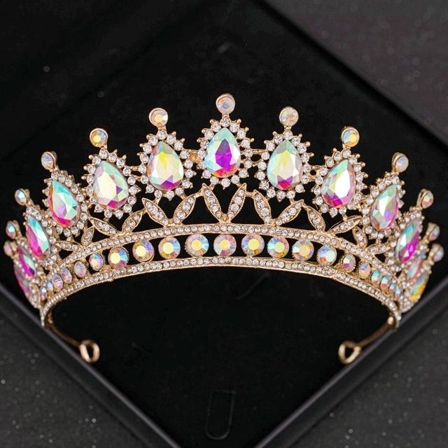 Золотые диадемы и короны из хрусталя AB, диадема для выпускного вечера, корона для женщин, свадебные аксессуары для волос, ювелирные изделия, корона-тиара