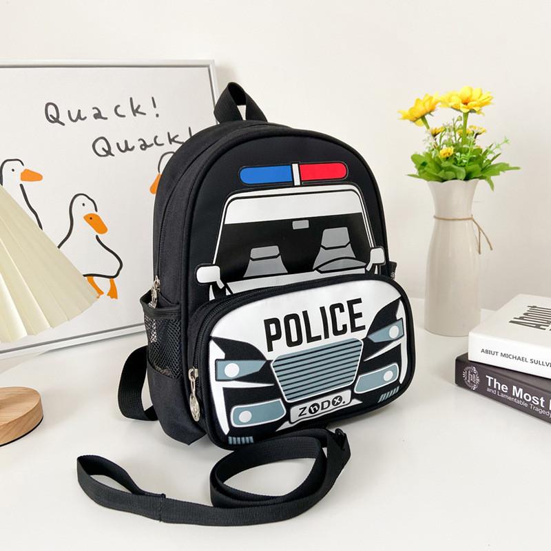 Canvas Kids School Backpack With Car And Unicorn Prints For Boys And Girls