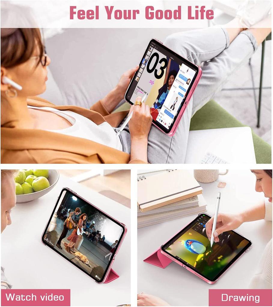 Защитный чехол для планшета iPad Air 8 - Жесткий ПК-корпус с трехскладной магнитной подставкой, защита от изгиба и падений для iPad 11-го поколения
