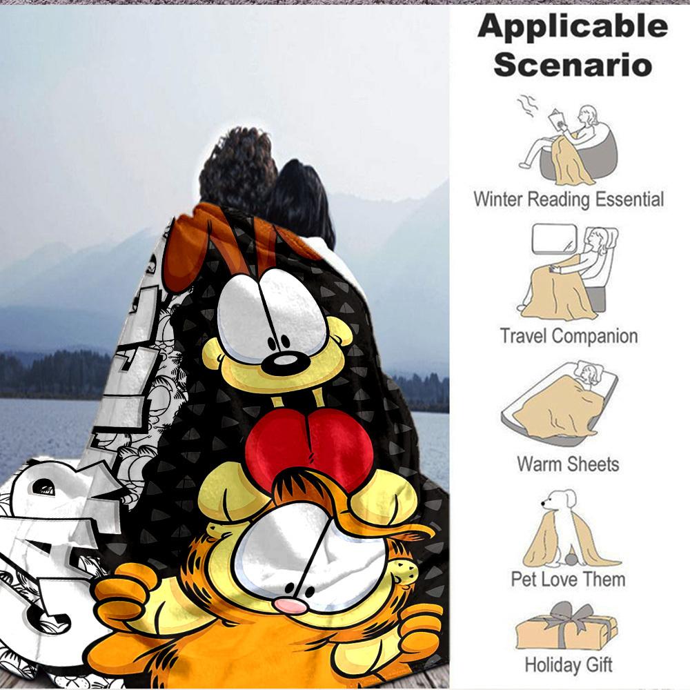 1 шт. Фланелевое покрывало с героями Garfield, HD-печать, легкое, мягкое, теплое, всесезонное, для дивана, кровати, путешествий, кемпинга, можно стирать в машине