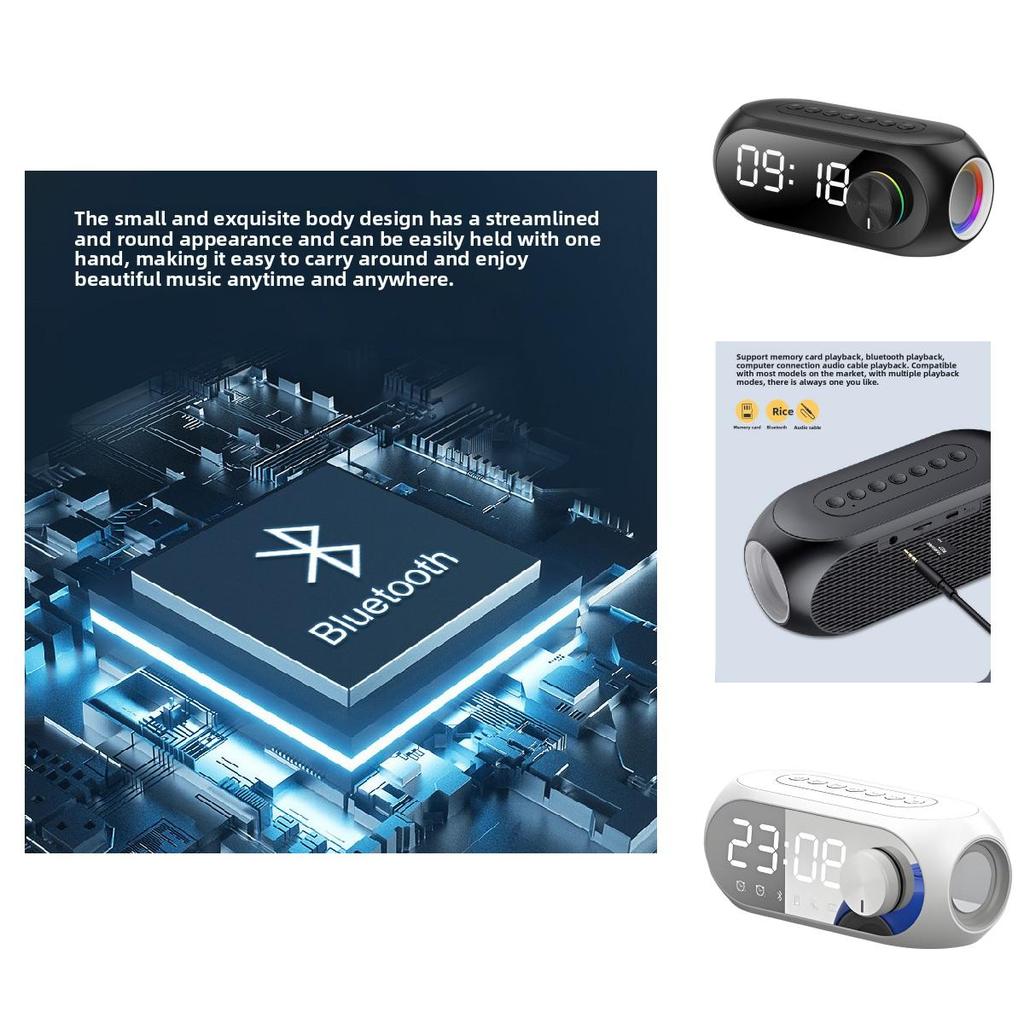 Портативная Bluetooth-колонка-часы RGB с басами и FM-радио для дома, улицы, фитнеса