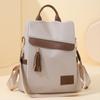 Color Block Backpack Tassel Women's Lightweight Backpack Anti-Theft Travel School Bag