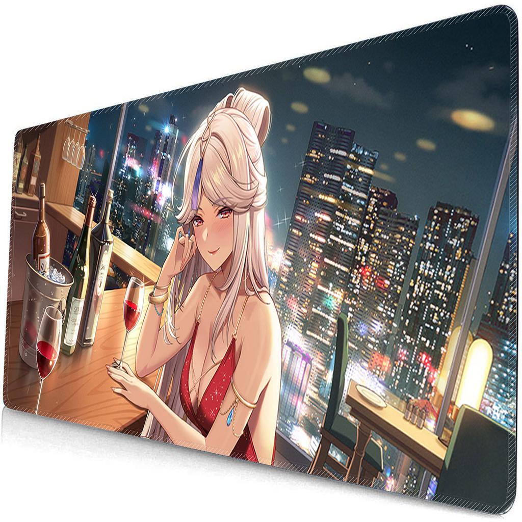 Большой Коврик для Мыши Genshin Impact Коврик для Мыши XXL Игровые Аксессуары Нингуан Игровой Клавиатурный Настольный Коврик Нескользящий Ноутбук Аниме Коврик для Мыши