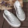 Fashion Plus Size 43 Women's Casual Flat Shoe 2025 New Style Rhinestone Design Woman Sneakers Comfortable Platform Shoe