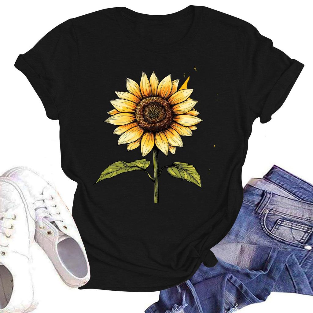 Женская повседневная свободная футболка с принтом, круглый вырез, пуловер, короткий рукав, топ