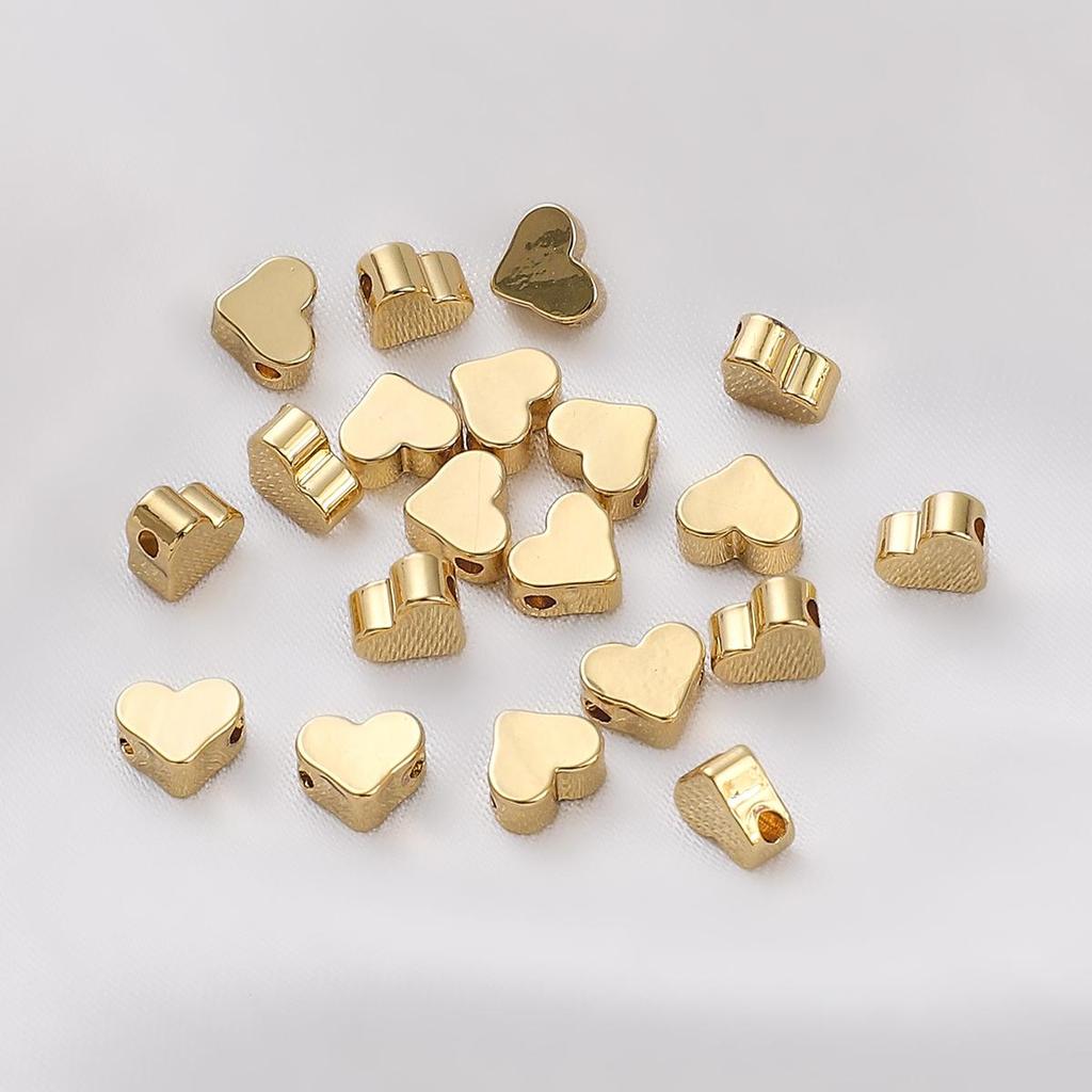 10pcs Copper Heart Beads Charm for Bracelet Earring Necklace DIY Jewelry Making