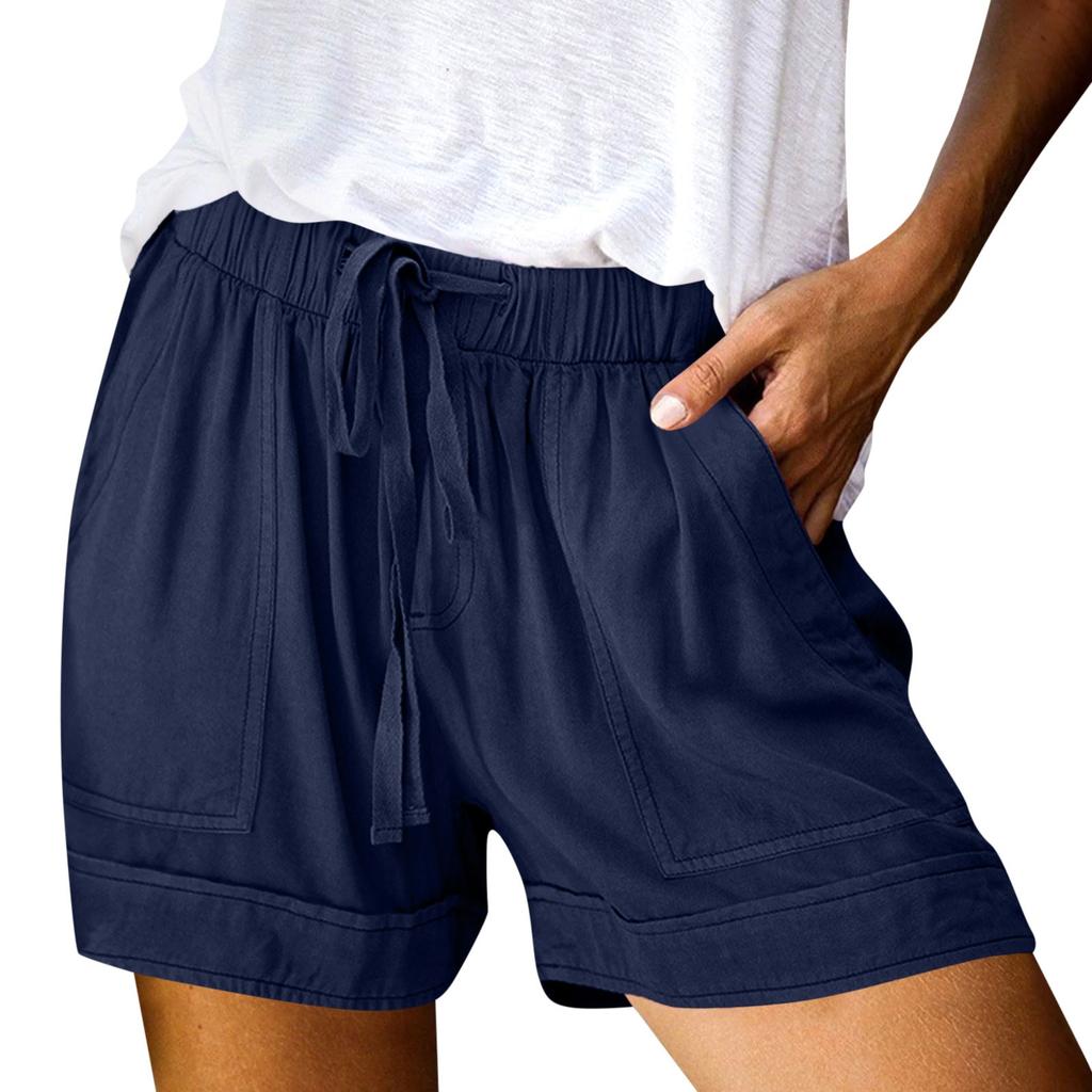 Женские повседневные летние эластичные пляжные шорты однотонные повседневные шорты