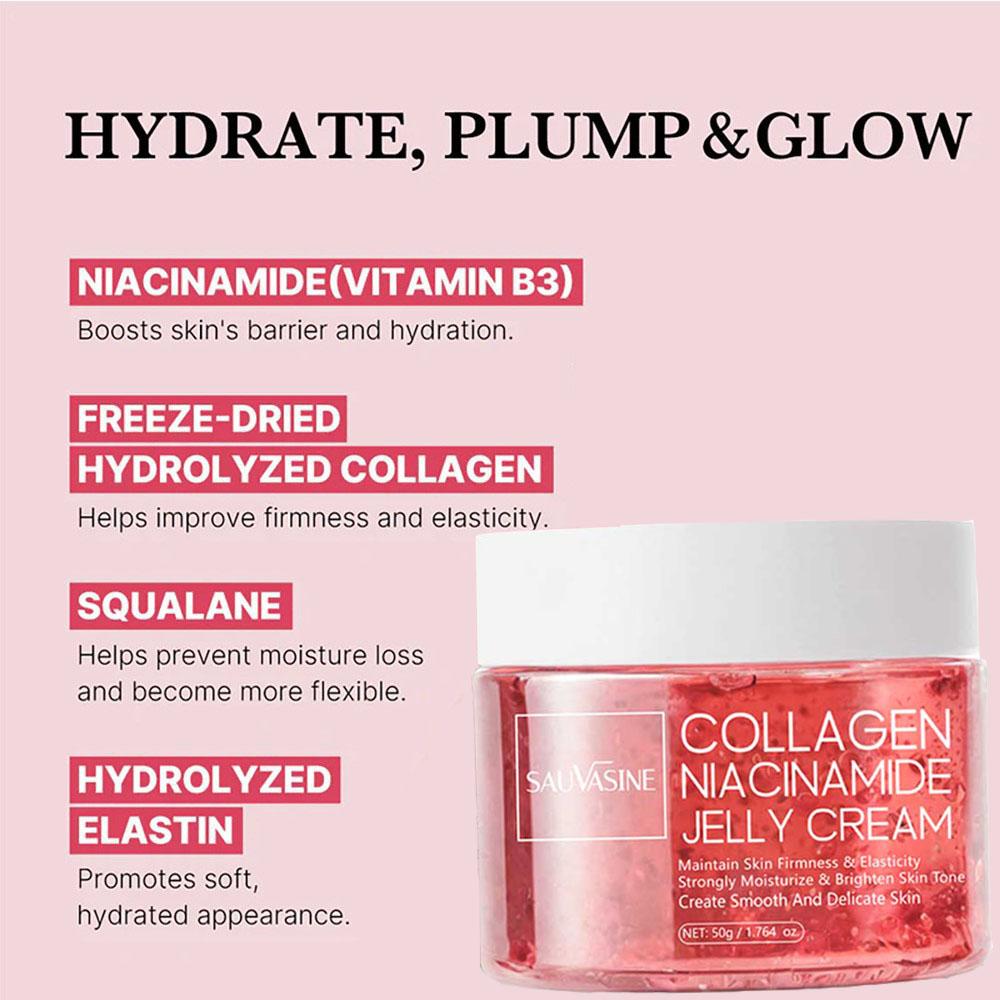 24-часовой крем-желе с коллагеном и ниацинамидом для сияния и лифтинга кожи укрепляет кожный барьер и увлажняет, осветляет кожу