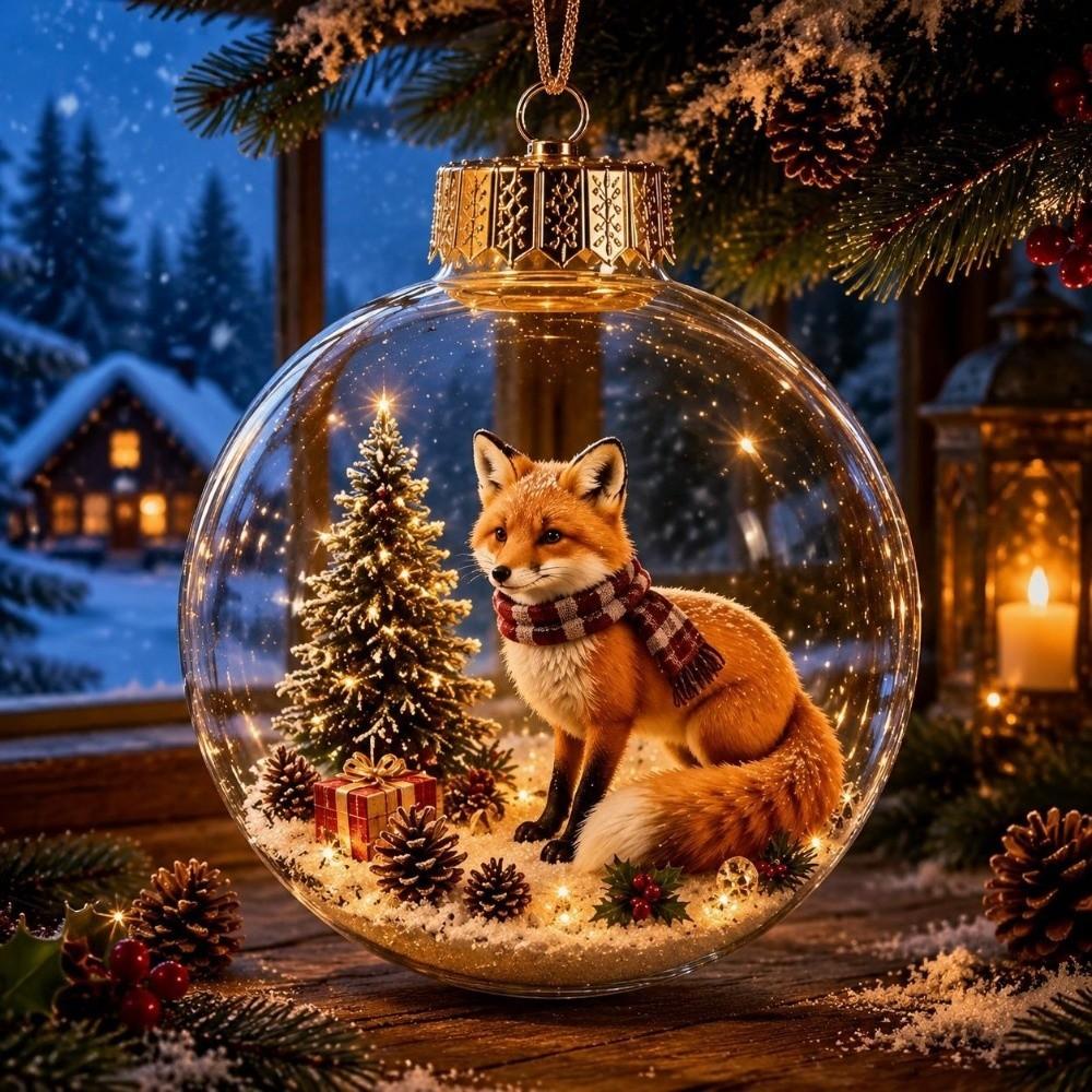 Clear Animal Snow Globe Ornament Christmas Tree Ornament Desktop Mantel Bookshelf Display