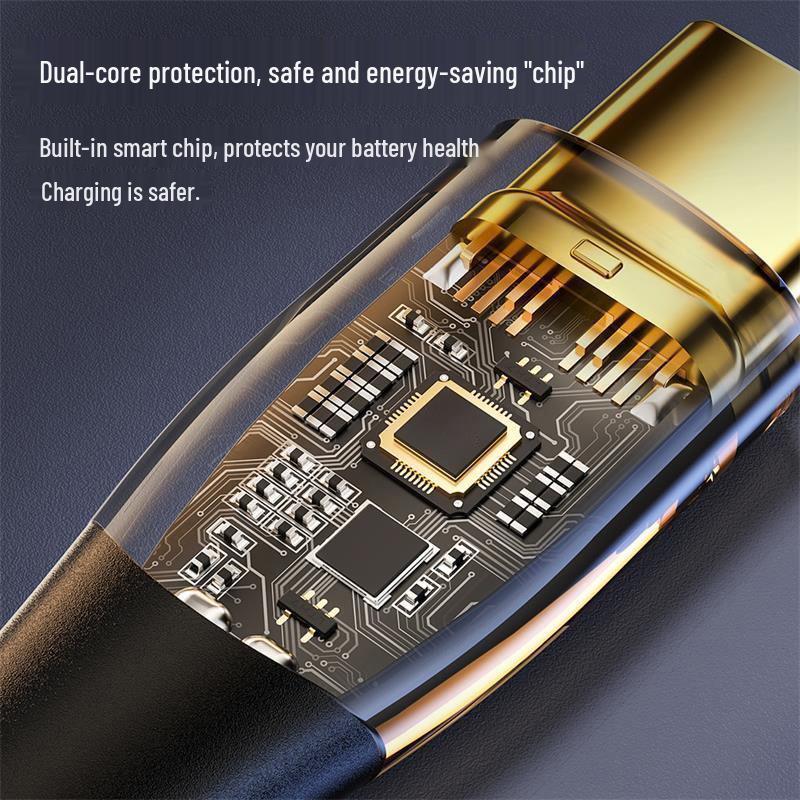 Светящийся плетеный Type-C кабель 120 Вт для Huawei, Xiaomi, Vivo, Oppo - Прозрачный, Super Flash Charge 6A