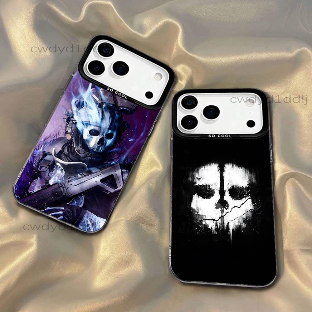 C-Call Of COD Ghosts Phone Case For iPhone 17,16,15,14,13,12,X,8,Pro,Max,Plus,SE4,Air,Mini HD Black IMD Matte