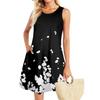 Summer Dresses For Women Beach Boho Sleeveless Vintage Printing Flowy Pocket Tshirt Tank Sundresses