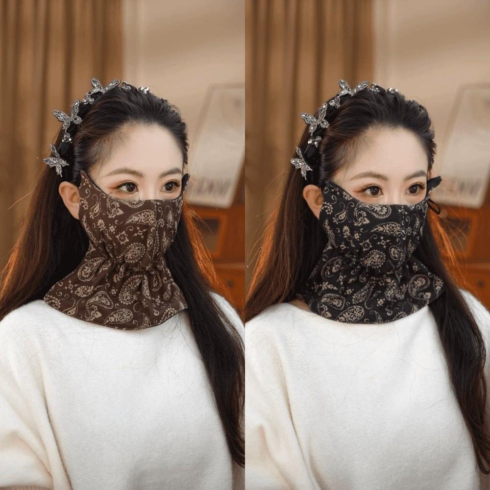 Windproof Face Mask Vintage Print Eye Protection Mask Versatile Neck Gaiter For Women