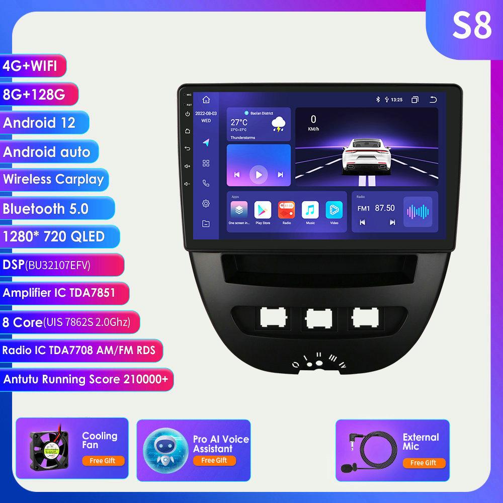 Hizpo 2din Android авторадио для Peugeot 2005 Toyota Aygo 2014 Citroen C1 автомобильный радиоприемник мультимедийный видеоплеер GPS навигация CarplayRDS FM Auto 4G BT DVR Cam