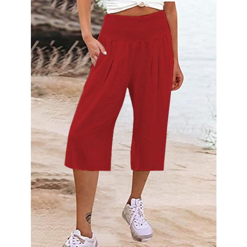 Women's Casual Loose Wide Leg Seven-tenths Pants for Summer Fashion Comfortable Breathable High Waist