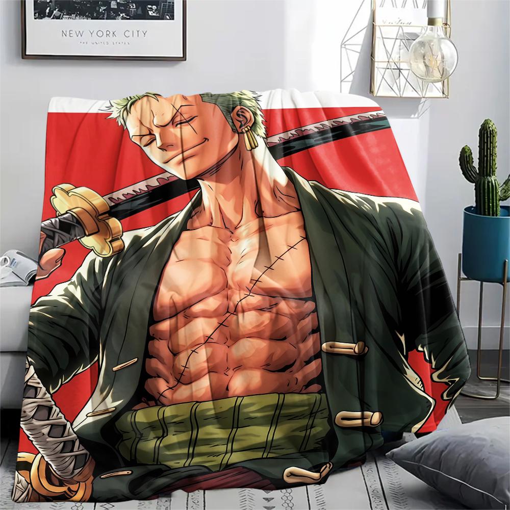Фланелевое одеяло с принтом персонажей One Piece, Высококачественное, Удобное для всех сезонов, Декор для дома, Тепло и уют, Идеально для рождественских подарков