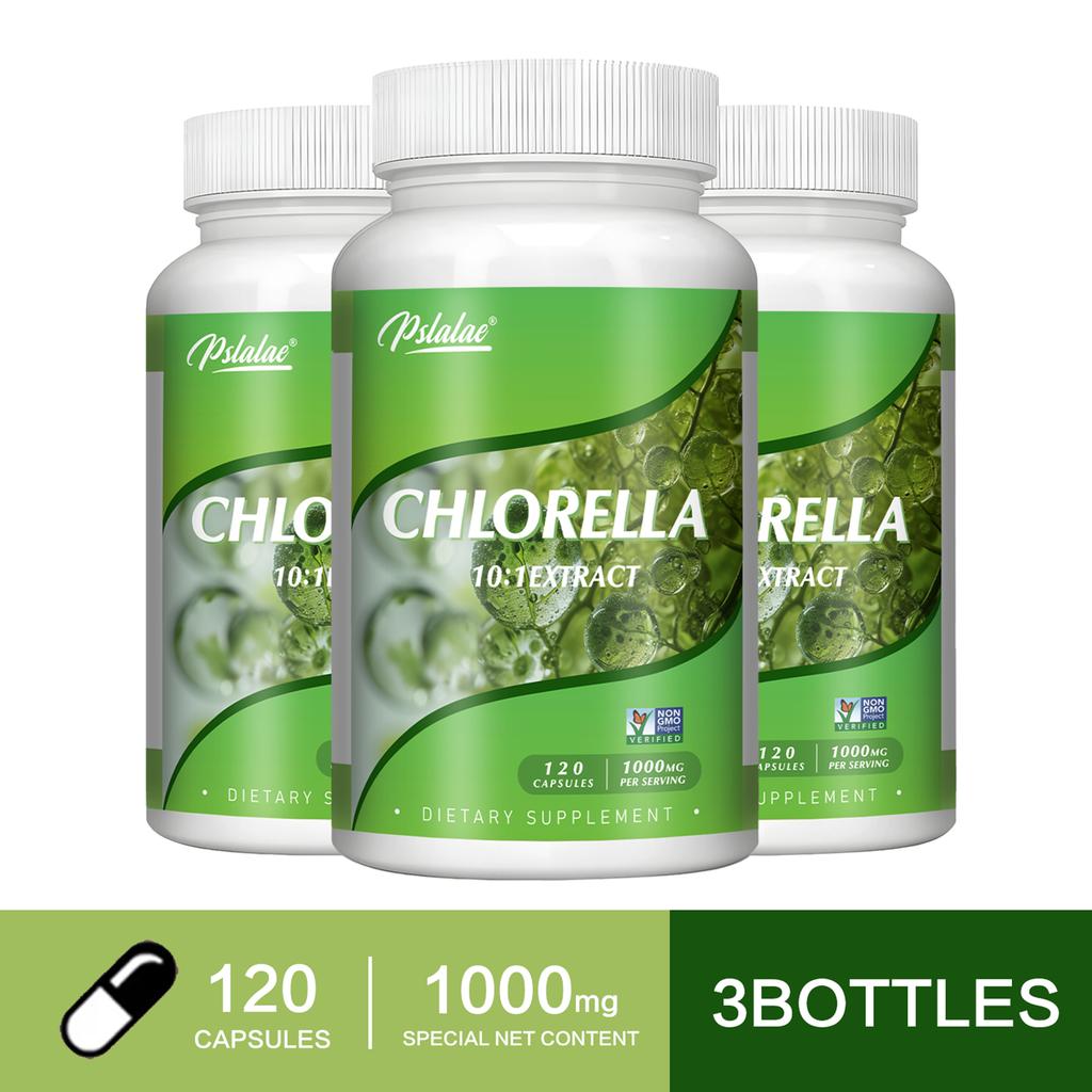Pslalae - 1000mg Chlorella 10:1 Extract Capsules - Chlorophyll, Protein, Vitamins & Minerals - Digestive Health