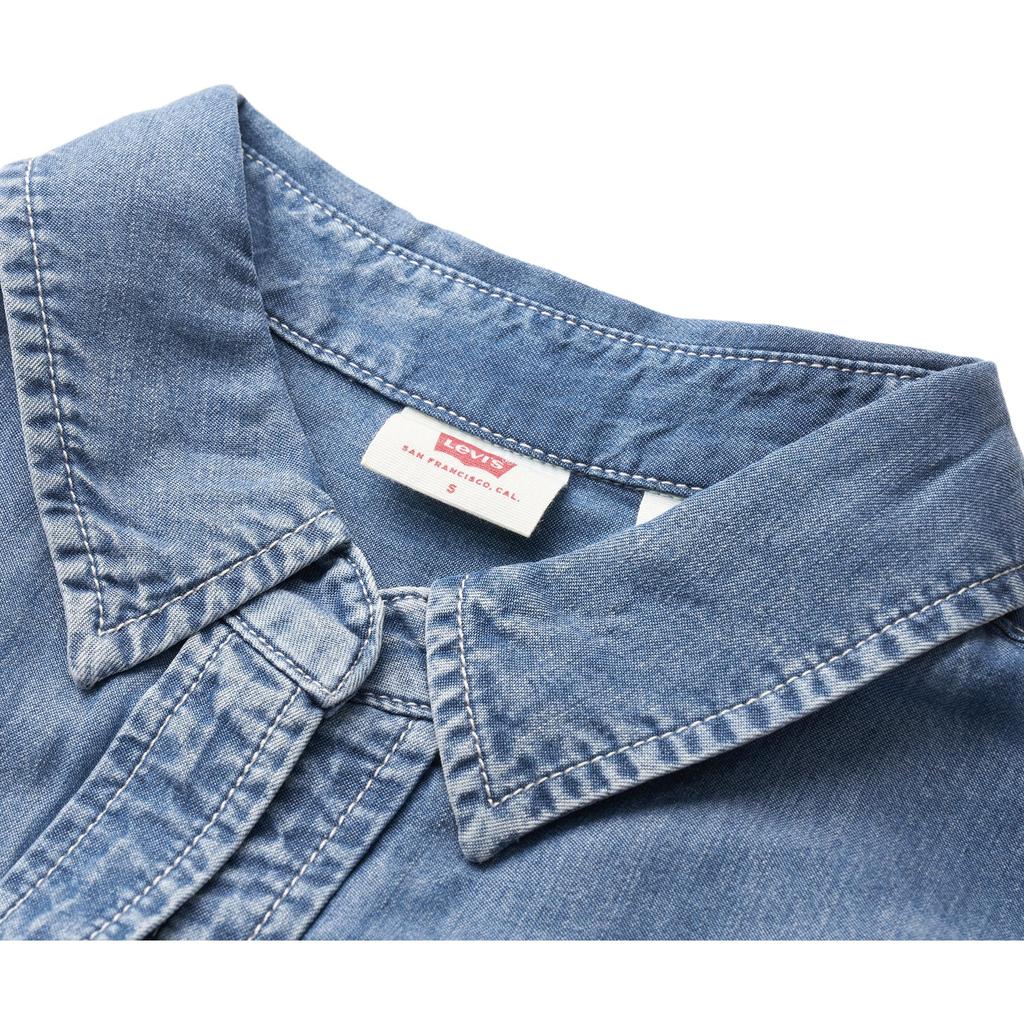 Levis SS24 Летняя Коллекция Деним Однотонная Свободная Рубашка с Длинным Рукавом Женские рубашки Темно-синий 001BO-0000
