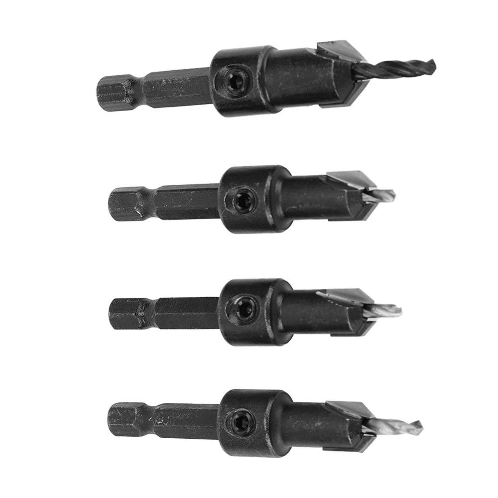 4pcs Adjustable Depth Countersink Drill Bit Set Countersunk Drilling Bit For Self Tapping Screws