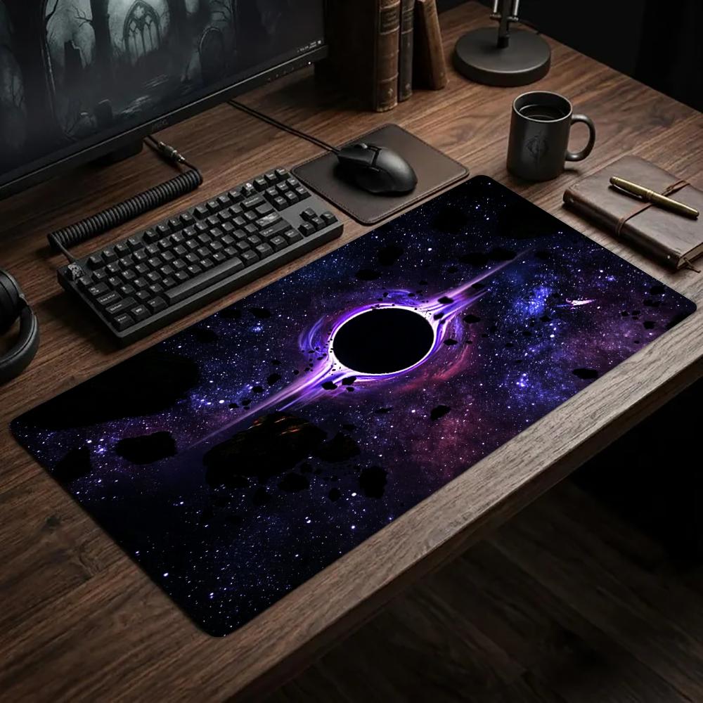 Purple Nebula Cosmic Black Hole Mouse Pad Large Gaming Mats Playmat Office Desk Accessories Carpet Rug Desk Mat Speed Mouse Pads