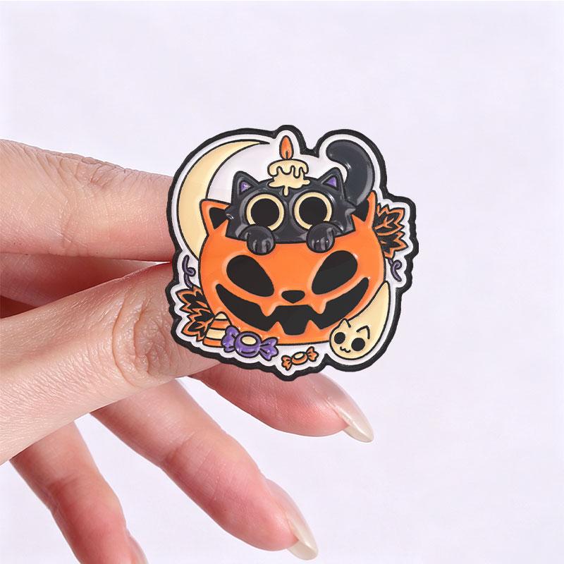 Xiaomi Witch Black Cat With Crystal Ball Badge Punk Pumpkin Ghost Candy Cat Enamel Pins Clothes Backpack Badge Jewelry Gift for Friends