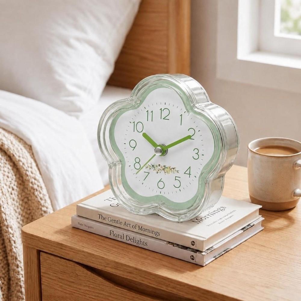Dopamine Tones Flower Alarm Clock Transparent Shell Desk Alarm Clock Desktop Ornament