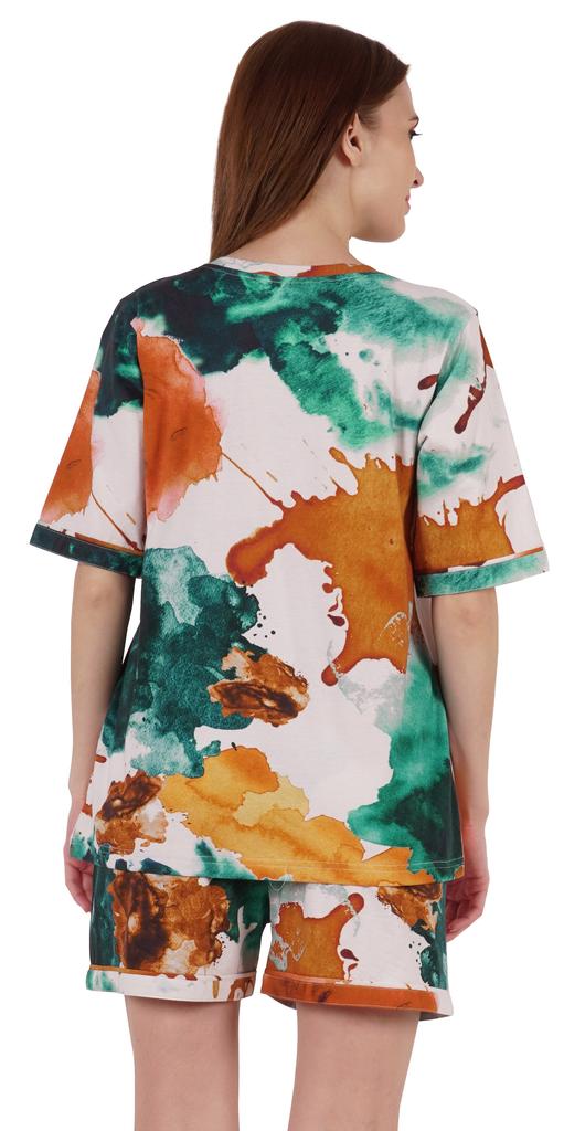 Inkmeso Printed Nightwear Shorts Set For Women Top And Short Sleepwear Sets 2