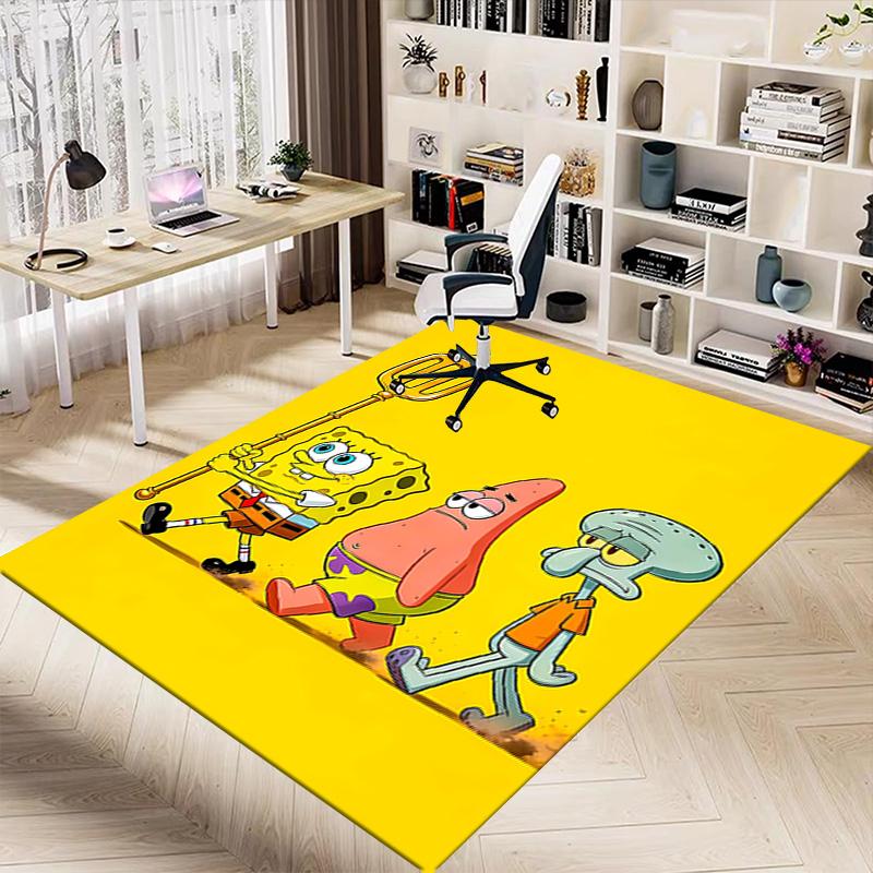 1pc Spongebobs Adventure Day Carpet for Playroom Bedroom Living Room Sofa Home Decor,kids Game Area Rug Non-slip Floor Mat Y7294